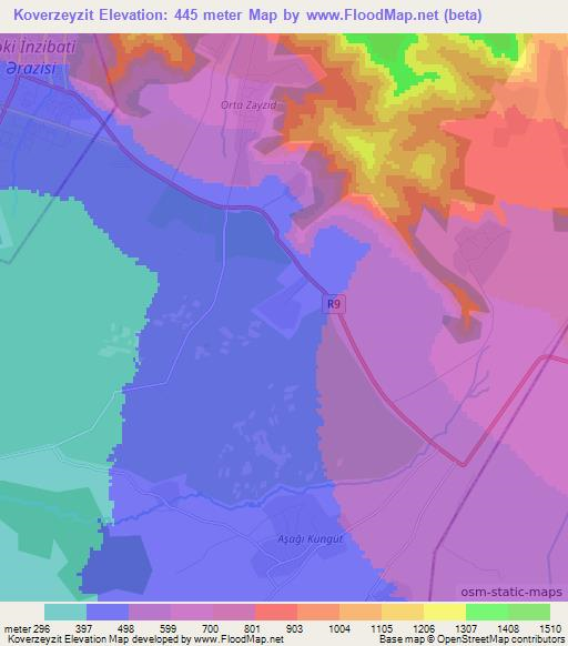 Koverzeyzit,Azerbaijan Elevation Map