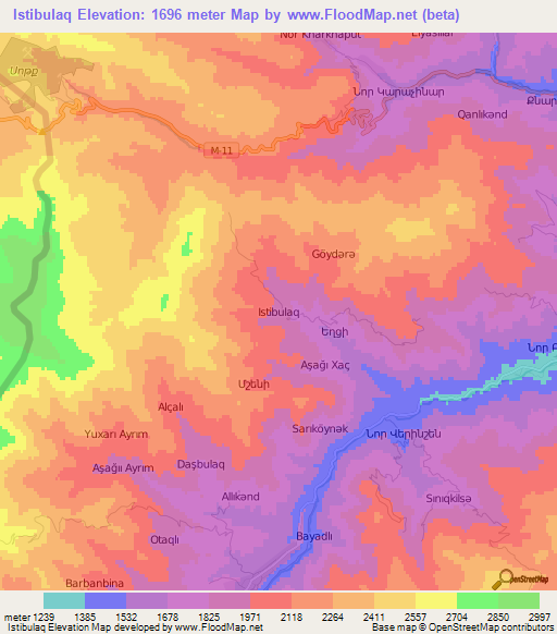 Istibulaq,Azerbaijan Elevation Map