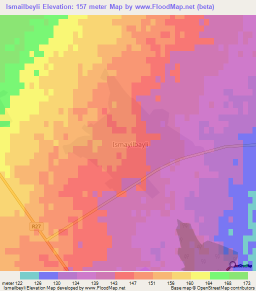 Ismailbeyli,Azerbaijan Elevation Map
