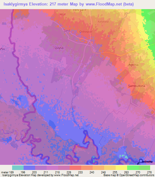 Isaklygirmya,Azerbaijan Elevation Map
