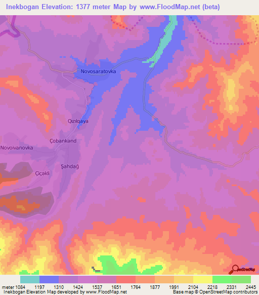 Inekbogan,Azerbaijan Elevation Map