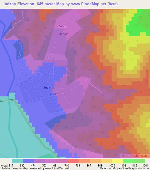 Indzha,Azerbaijan Elevation Map