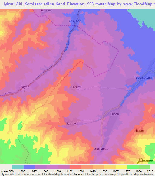 Iyirmi Alti Komissar adina Kend,Azerbaijan Elevation Map