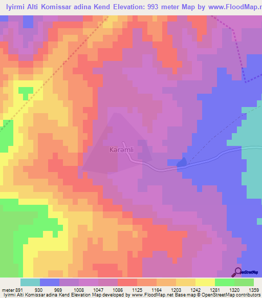 Iyirmi Alti Komissar adina Kend,Azerbaijan Elevation Map