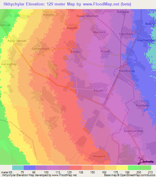 Ilkhychylar,Azerbaijan Elevation Map