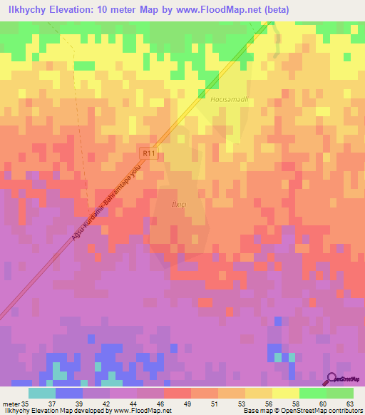 Ilkhychy,Azerbaijan Elevation Map