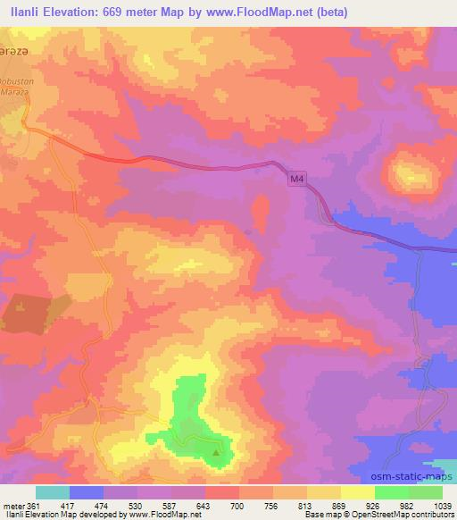 Ilanli,Azerbaijan Elevation Map
