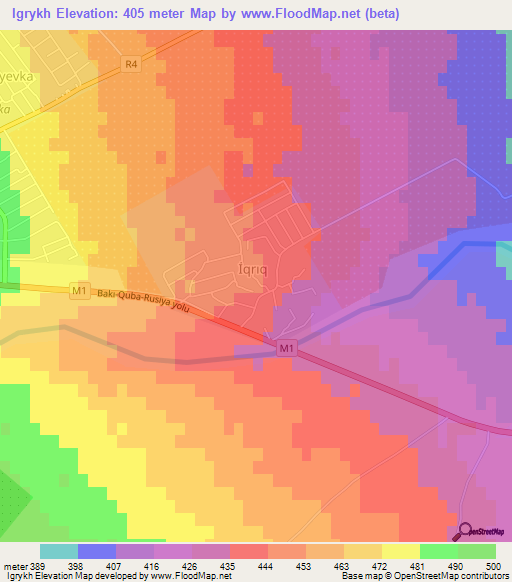 Igrykh,Azerbaijan Elevation Map