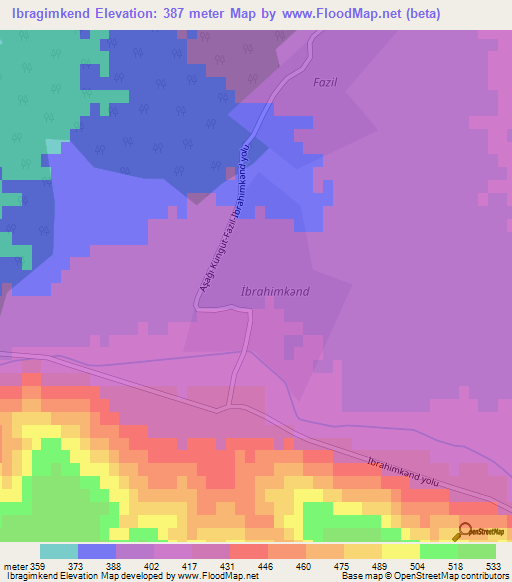 Ibragimkend,Azerbaijan Elevation Map