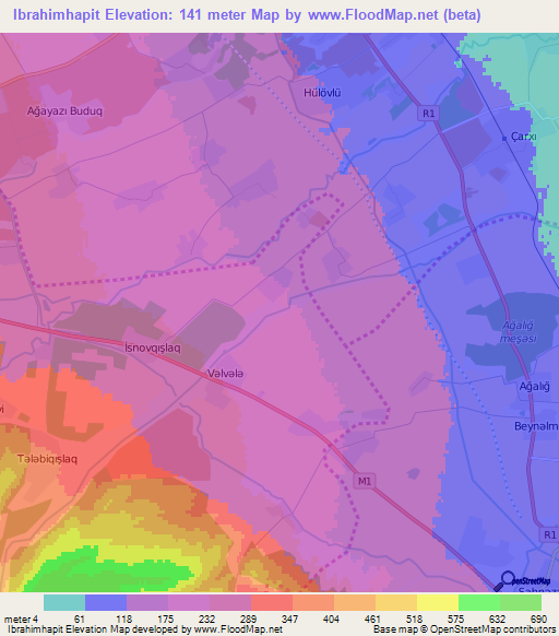 Ibrahimhapit,Azerbaijan Elevation Map