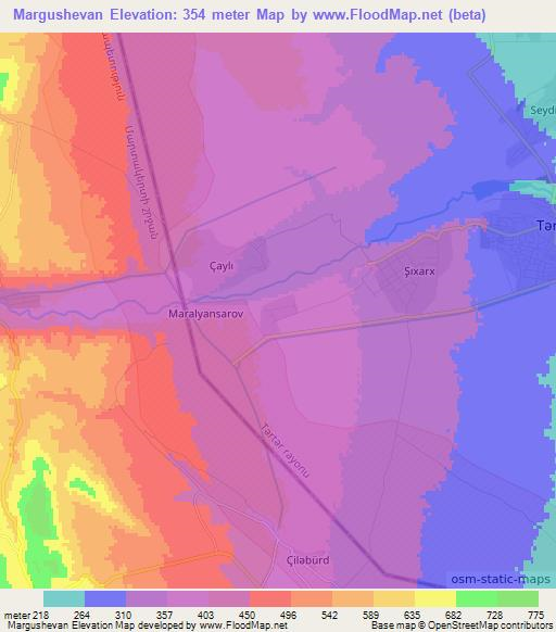 Margushevan,Azerbaijan Elevation Map