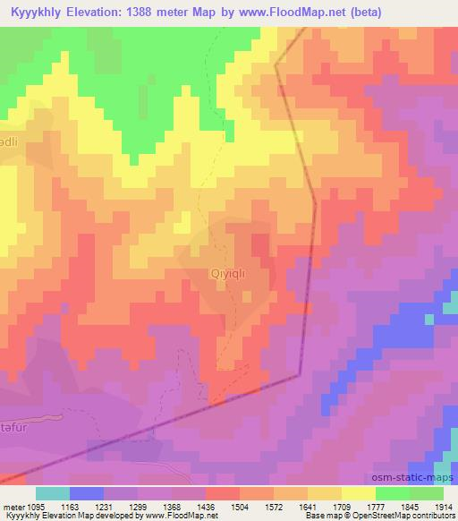 Kyyykhly,Azerbaijan Elevation Map