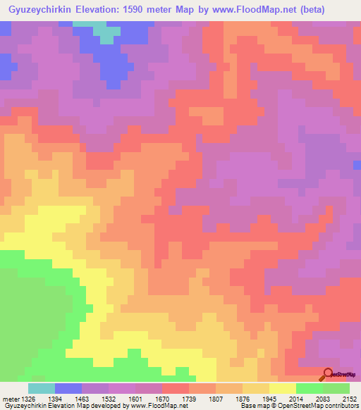 Gyuzeychirkin,Azerbaijan Elevation Map