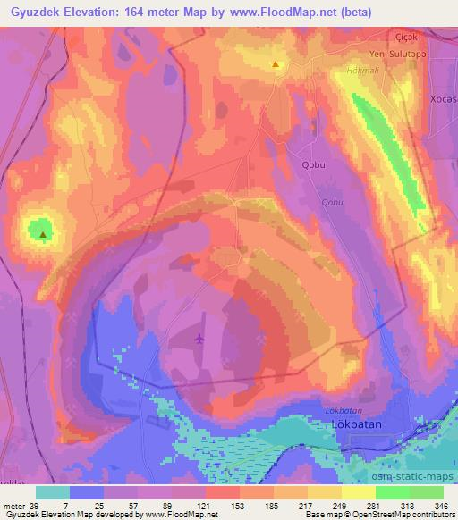 Gyuzdek,Azerbaijan Elevation Map