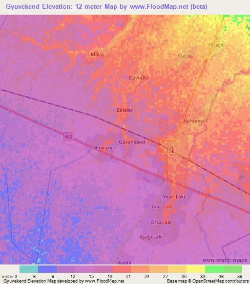 Gyuvekend,Azerbaijan Elevation Map