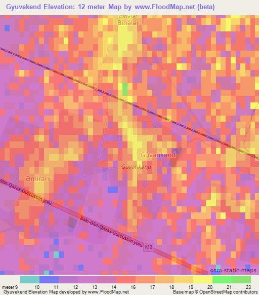 Gyuvekend,Azerbaijan Elevation Map