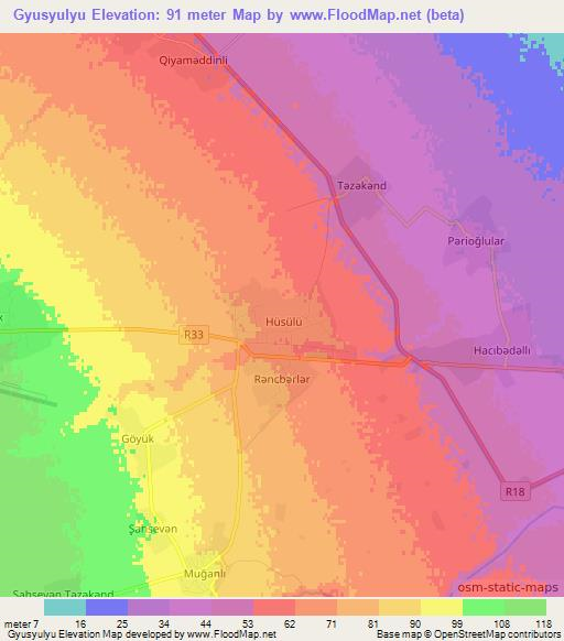 Gyusyulyu,Azerbaijan Elevation Map