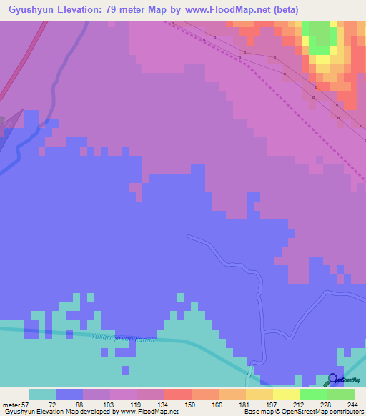 Gyushyun,Azerbaijan Elevation Map