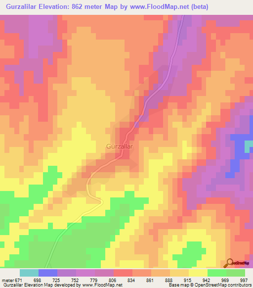 Gurzalilar,Azerbaijan Elevation Map