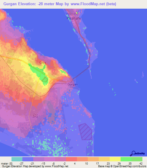 Gurgan,Azerbaijan Elevation Map