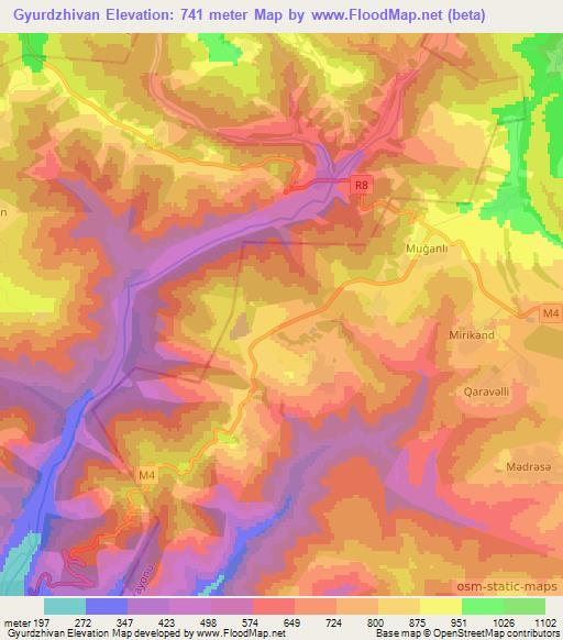 Gyurdzhivan,Azerbaijan Elevation Map