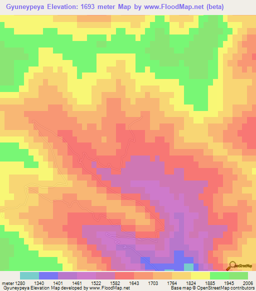 Gyuneypeya,Azerbaijan Elevation Map