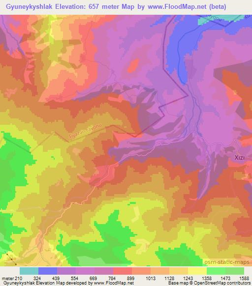Gyuneykyshlak,Azerbaijan Elevation Map