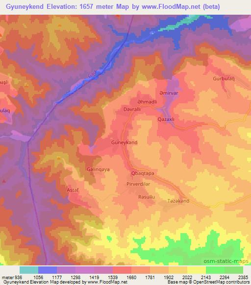 Gyuneykend,Azerbaijan Elevation Map