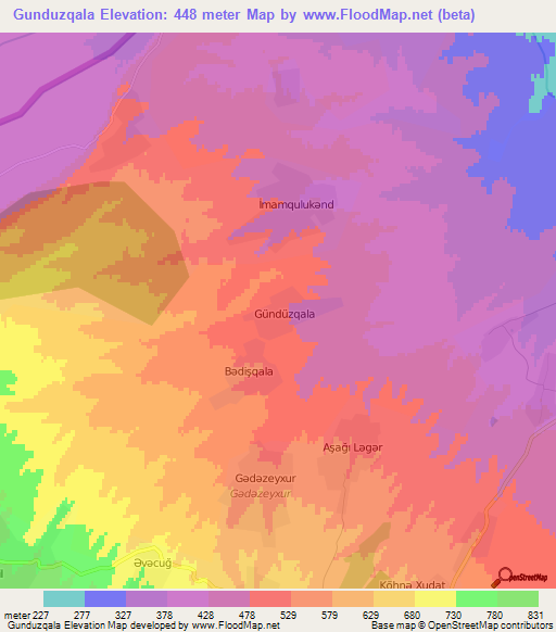 Gunduzqala,Azerbaijan Elevation Map