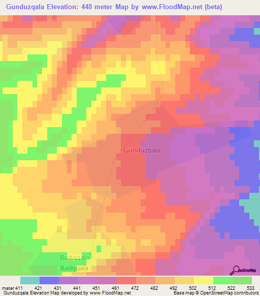Gunduzqala,Azerbaijan Elevation Map