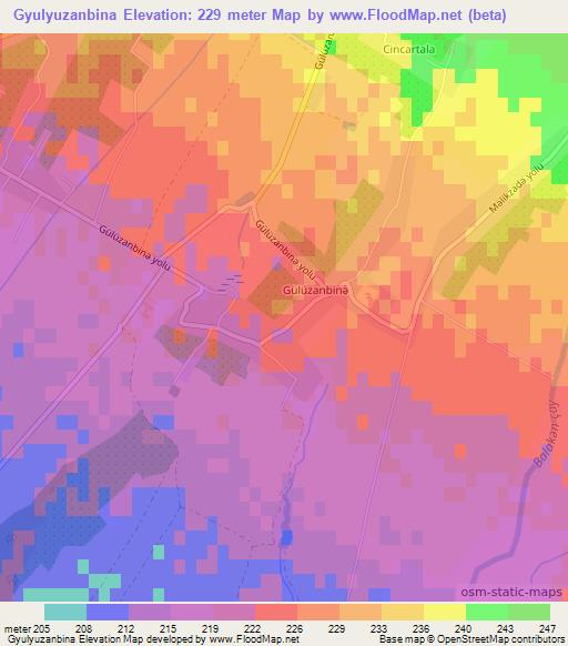 Gyulyuzanbina,Azerbaijan Elevation Map