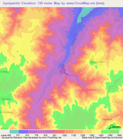Gyulyambir,Azerbaijan Elevation Map