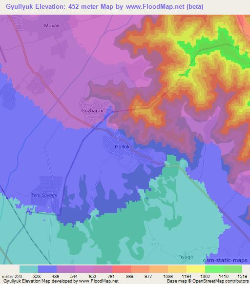 Gyullyuk,Azerbaijan Elevation Map
