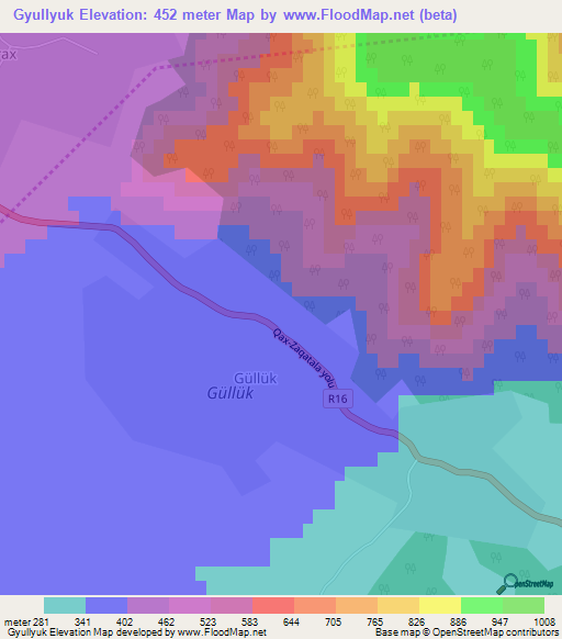 Gyullyuk,Azerbaijan Elevation Map