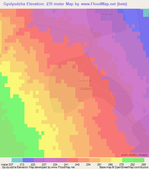 Gyulyudzha,Azerbaijan Elevation Map