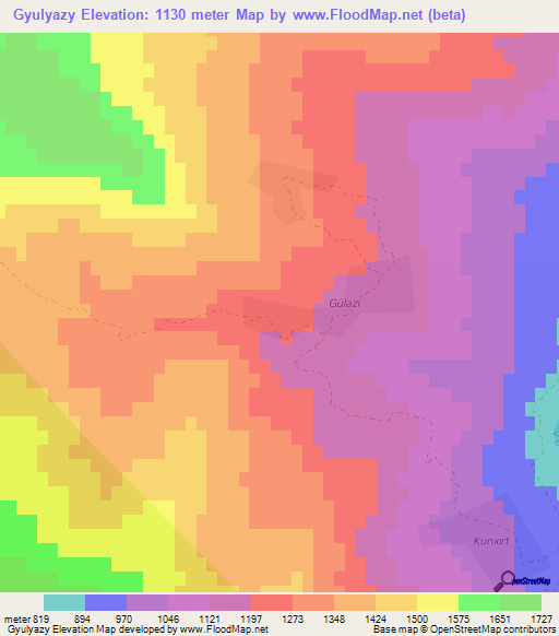Gyulyazy,Azerbaijan Elevation Map