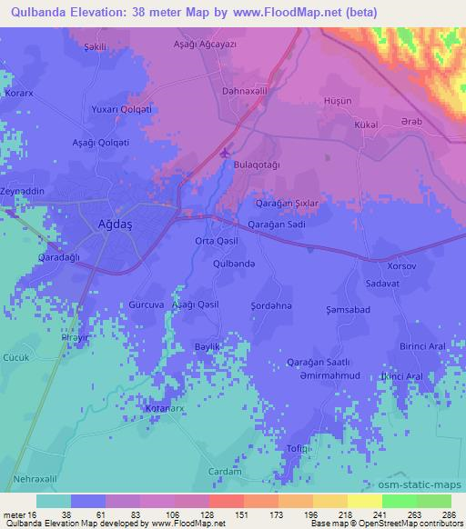 Qulbanda,Azerbaijan Elevation Map