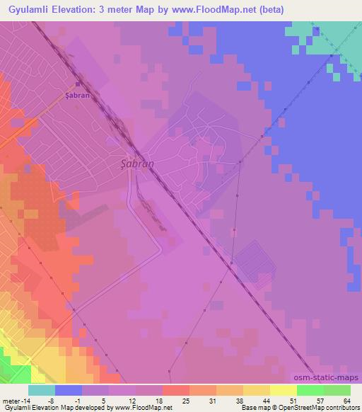 Gyulamli,Azerbaijan Elevation Map