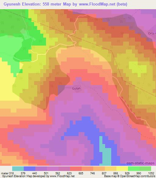 Gyunesh,Azerbaijan Elevation Map