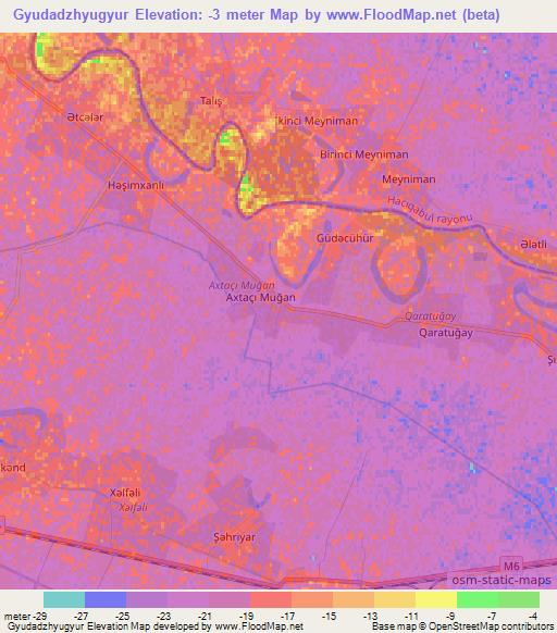 Gyudadzhyugyur,Azerbaijan Elevation Map