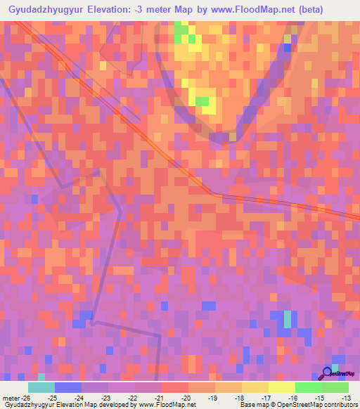 Gyudadzhyugyur,Azerbaijan Elevation Map