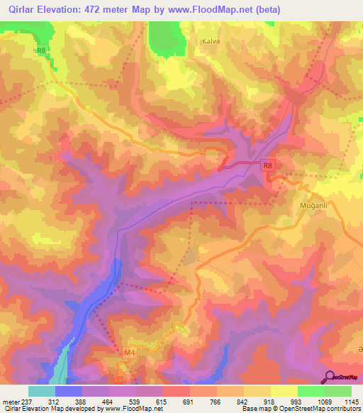 Qirlar,Azerbaijan Elevation Map