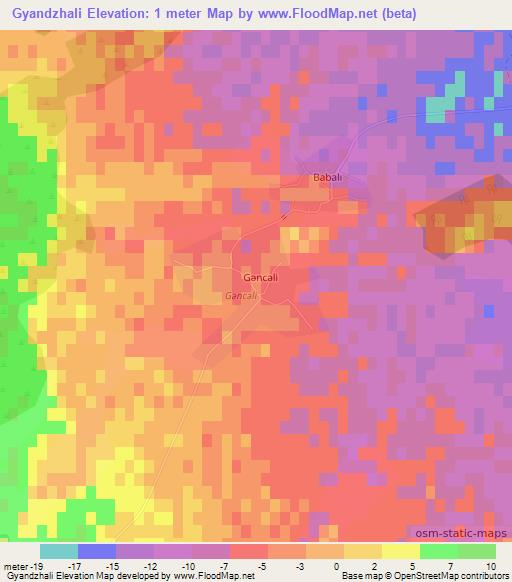 Gyandzhali,Azerbaijan Elevation Map