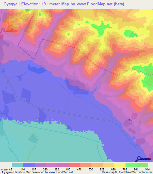 Gyagyali,Azerbaijan Elevation Map
