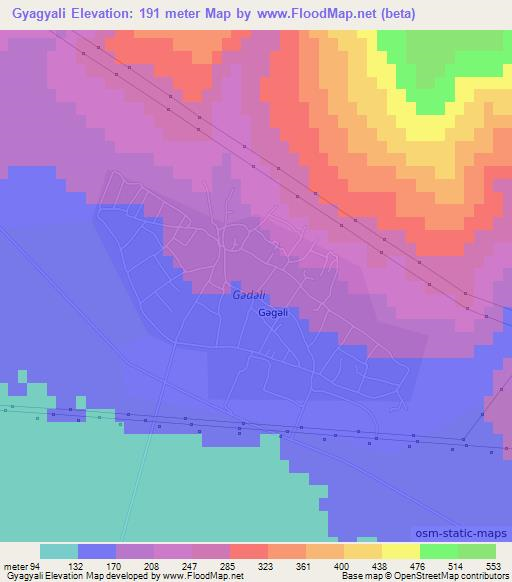 Gyagyali,Azerbaijan Elevation Map