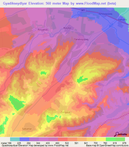 Gyadikseydlyar,Azerbaijan Elevation Map