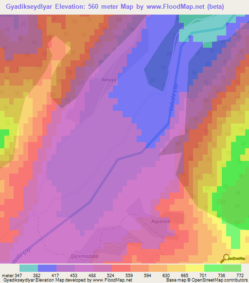 Gyadikseydlyar,Azerbaijan Elevation Map