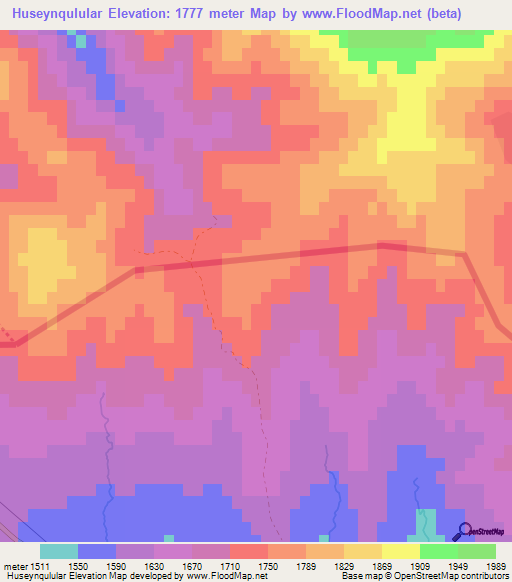 Huseynqulular,Azerbaijan Elevation Map