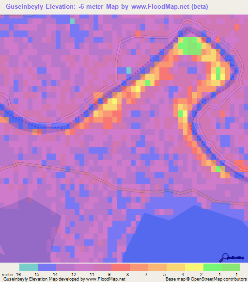 Guseinbeyly,Azerbaijan Elevation Map