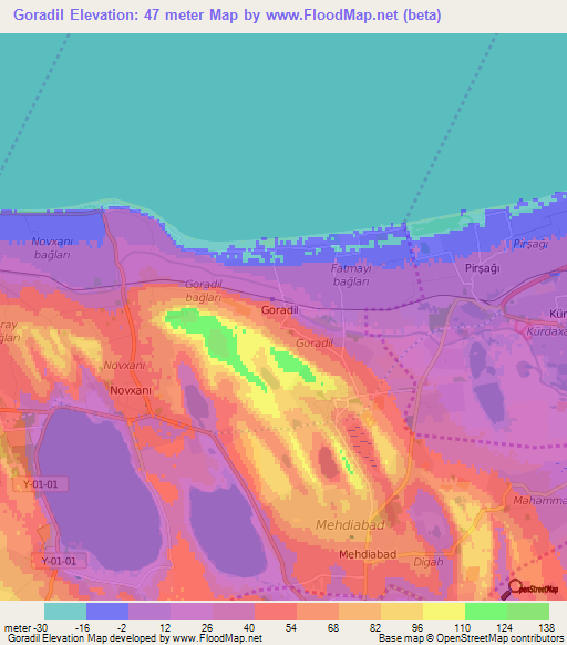 Goradil,Azerbaijan Elevation Map